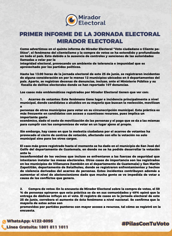 Primer Informe Elecciones Generales 2023 – 25 de junio