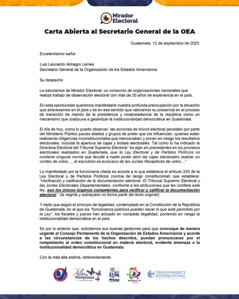 Carta Abierta al Secretario General de la OEA